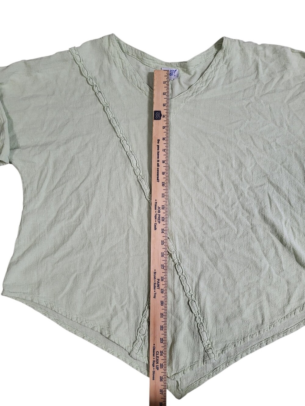 Oh My Gauze Tunic Top Women's 2/XL Green Cotton Gauze Asymmetrical Hem Lagenlook - Picture 5 of 7